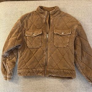 Forever 21 Tan Quilted Zip Front Jacket